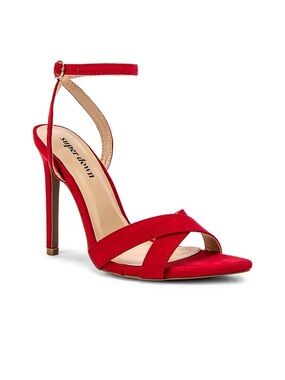 Superdown Red Faux Suede Strappy Ankle Strap Heels Size 8